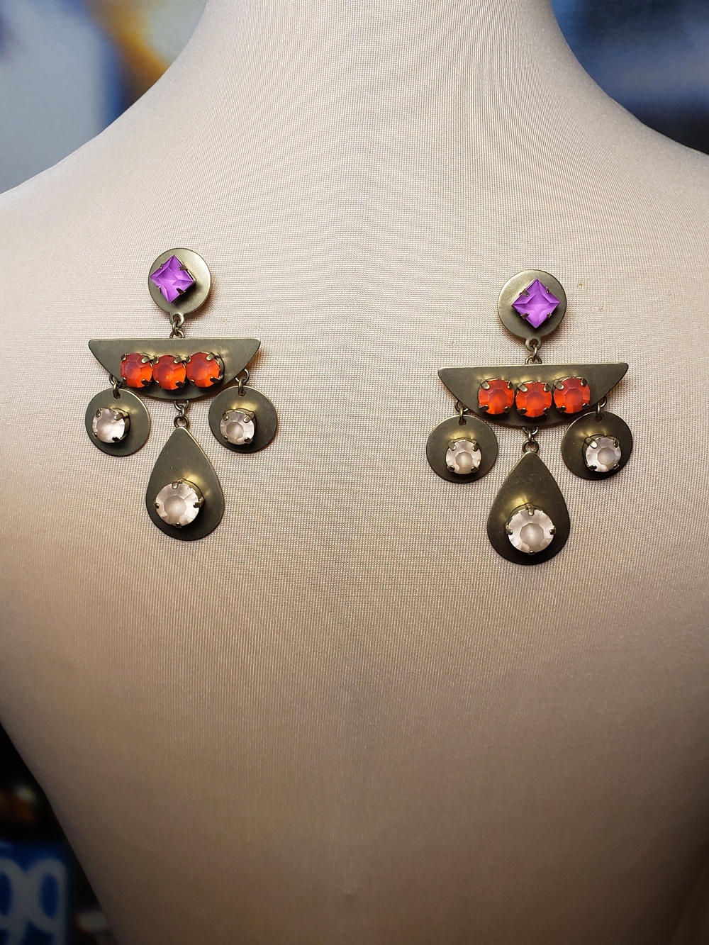 Unique Geometrical Dangle Stud Statement Earrings  By Loren Hope